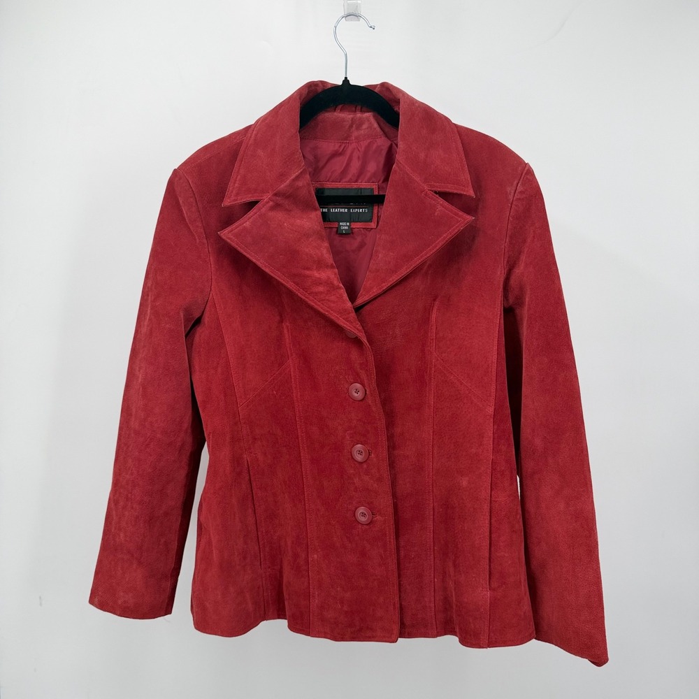 Wilsons Leather Jacket Womens Large Red 3-Button Leather Blazer Mob Wife Goth